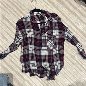 Bobeau Plaid Blouse - Red, Blue, White